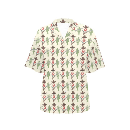 Western Cowboy Print Women's Hawaiian Shirt