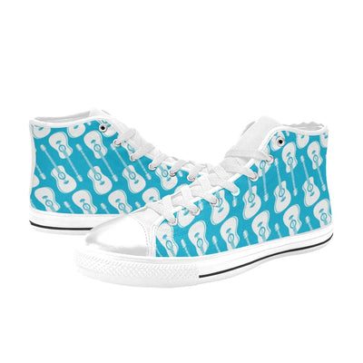 Acoustic Guitar Print Design LKS404 High Top Women's White Shoes