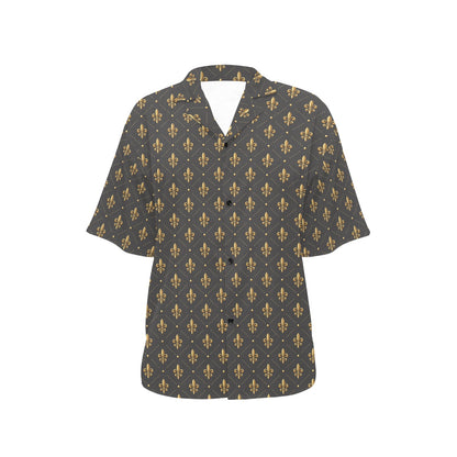 Fleur De Lis Print Design LKS402 Women's Hawaiian Shirt