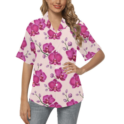 Orchid Pattern Print Design A02 Women's Hawaiian Shirt