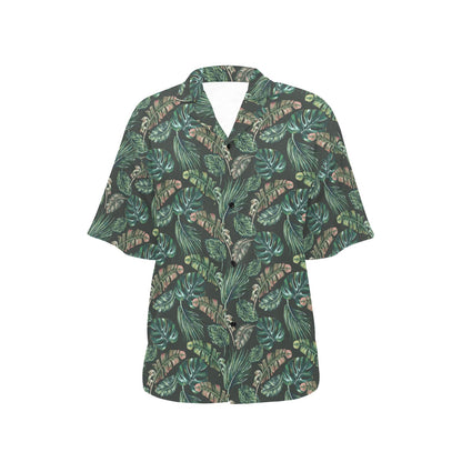 Banana Leaf Pattern Print Design 05 Women's Hawaiian Shirt