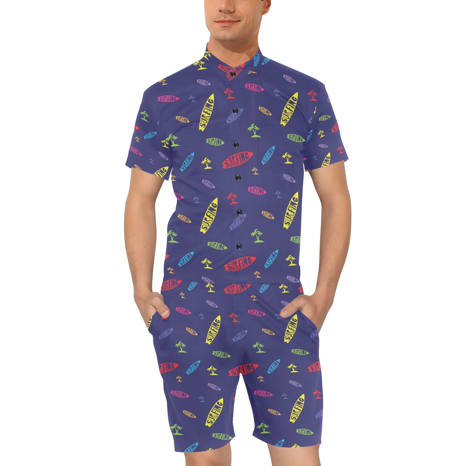 Surfboard Print Design LKS305 Men's Romper