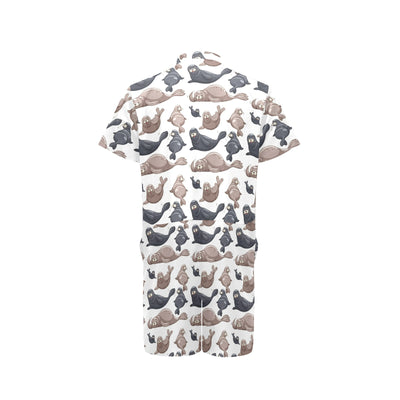 Sea Lion Pattern Print Design 02 Men's Romper