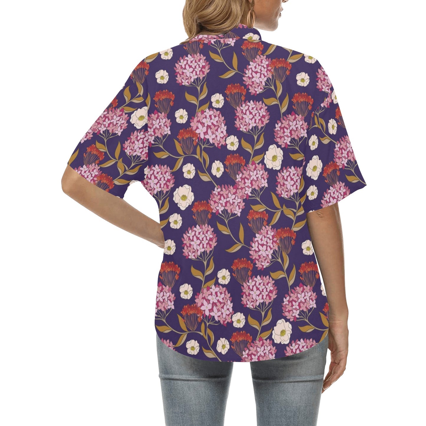 Hydrangea Pattern Print Design HD010 Women's Hawaiian Shirt