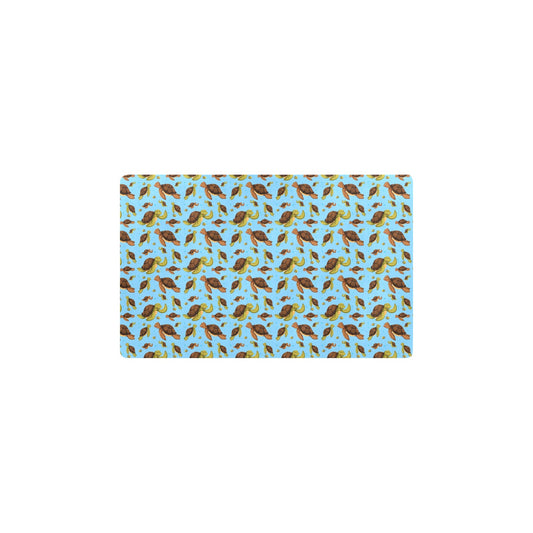 Hello Sea Turtle Print Pattern Kitchen Mat