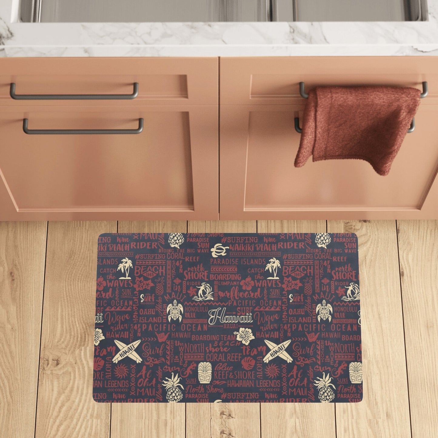 Hawaiian Themed Pattern Print Design H017 Kitchen Mat