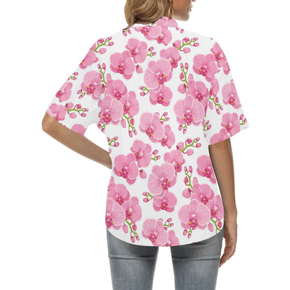 Orchid Pink Pattern Print Design OR07 Women's Hawaiian Shirt