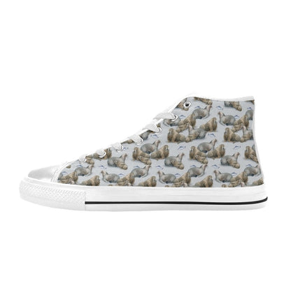Walrus Print Design LKS401 High Top Women's White Shoes