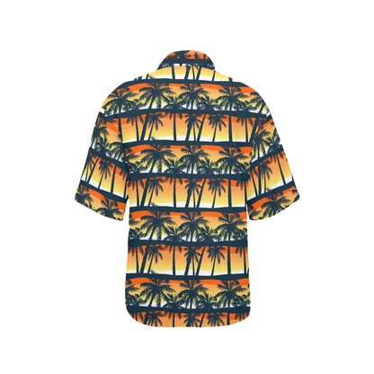 Palm Tree Pattern Print Design PT011 Women's Hawaiian Shirt