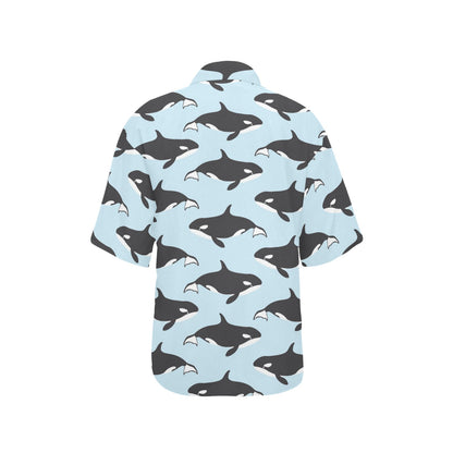 Killer Whale Pattern Print Design 01 Women's Hawaiian Shirt