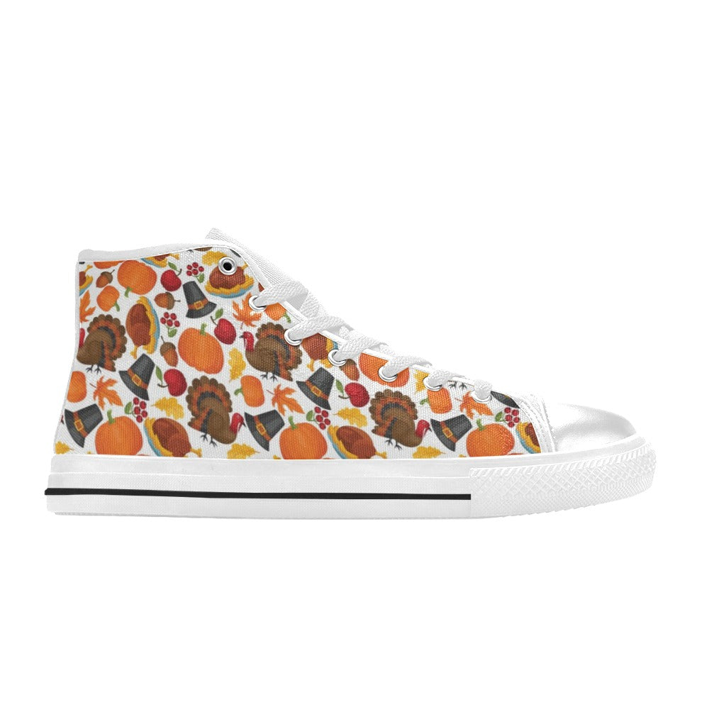 Thanksgiving Print Design LKS304 High Top Women's White Shoes