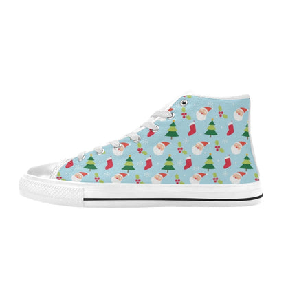 Santa Themed Print Design LKS301 High Top Women's White Shoes