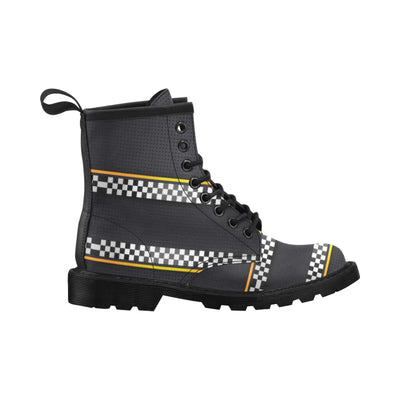 Checkered Flag Yellow Line Style Women's Boots