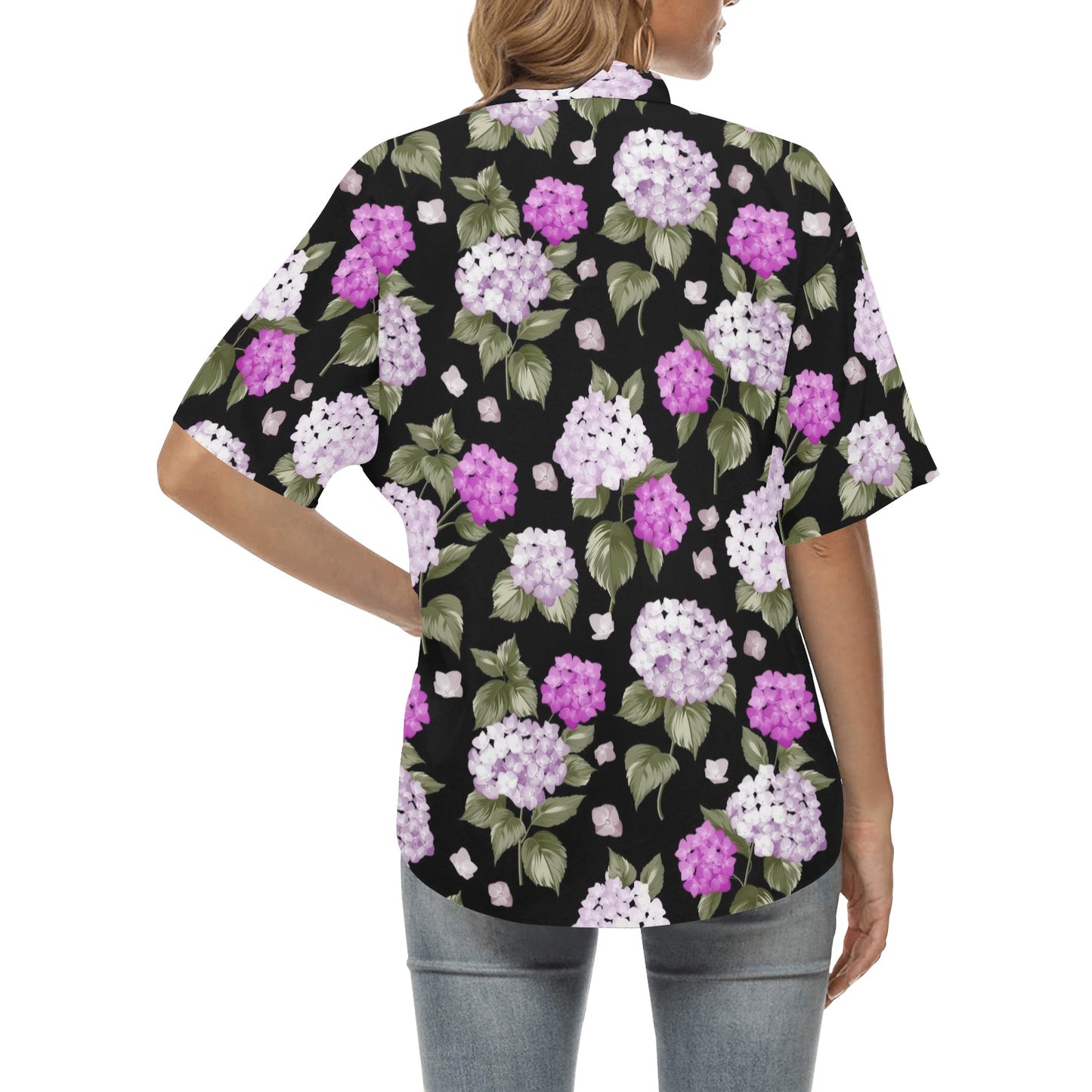 Hydrangea Pattern Print Design HD011 Women's Hawaiian Shirt