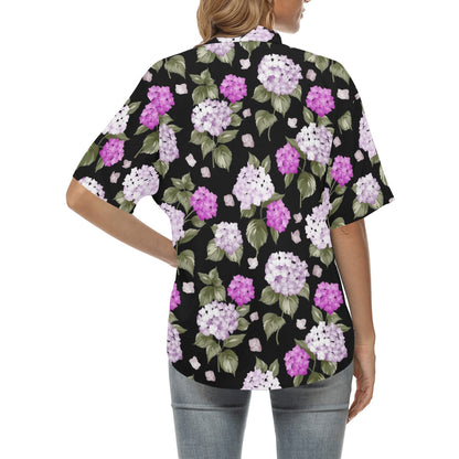 Hydrangea Pattern Print Design HD011 Women's Hawaiian Shirt