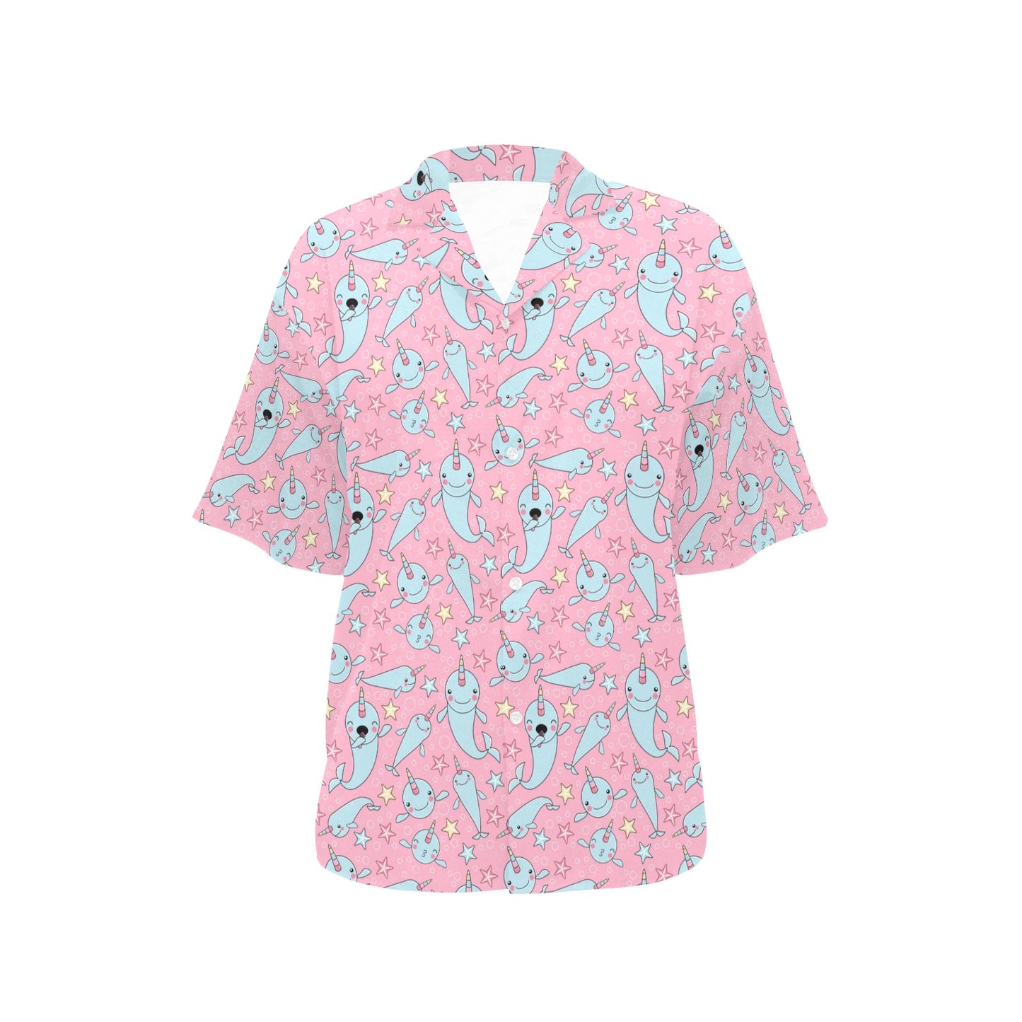 Narwhal Cartoon Cute Print Women's Hawaiian Shirt