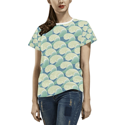 Wave Japan Style Print Design LKS302 Women's  T-shirt