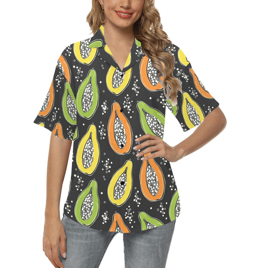 Papaya Pattern Print Design PP05 Women's Hawaiian Shirt