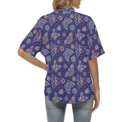 Butterfly Print Design LKS303 Women's Hawaiian Shirt