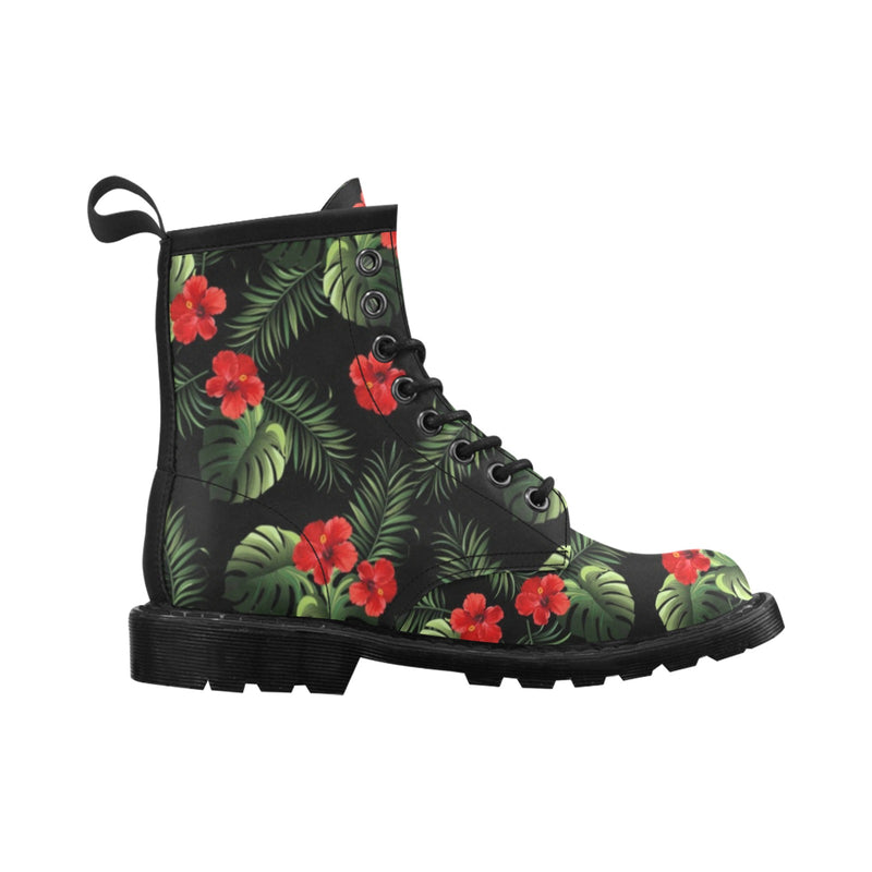 Red Hibiscus Tropical Women's Boots