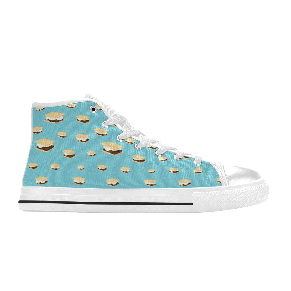 S_Mores Print Design LKS302 High Top Women's White Shoes