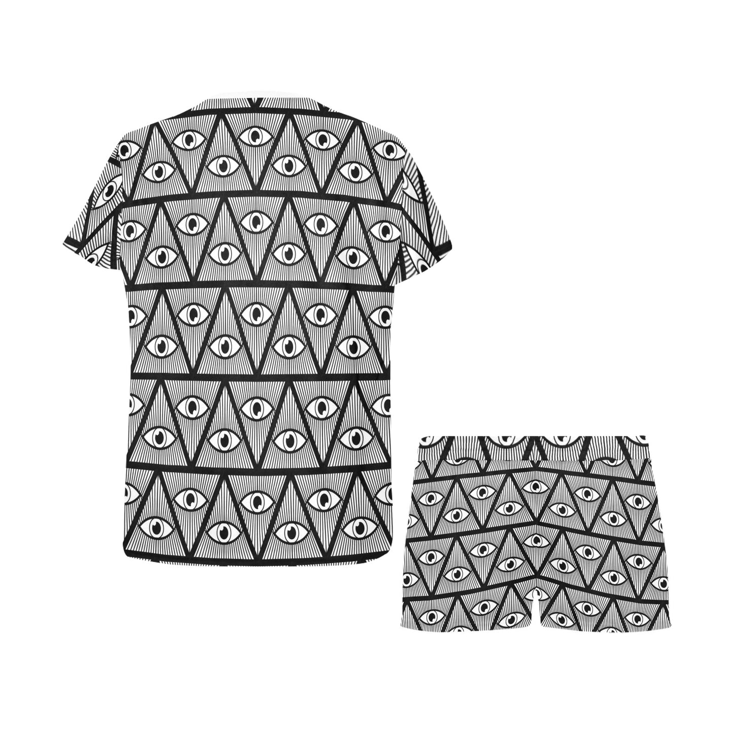 Third Eye Pattern Print Design LKS304 Women's Short Pajama Set