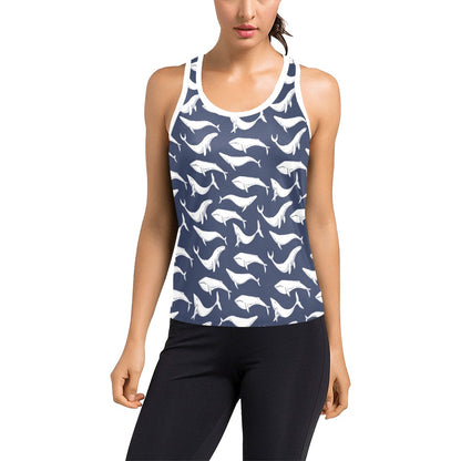 Whale Print Design LKS308 Women's Racerback Tank Top