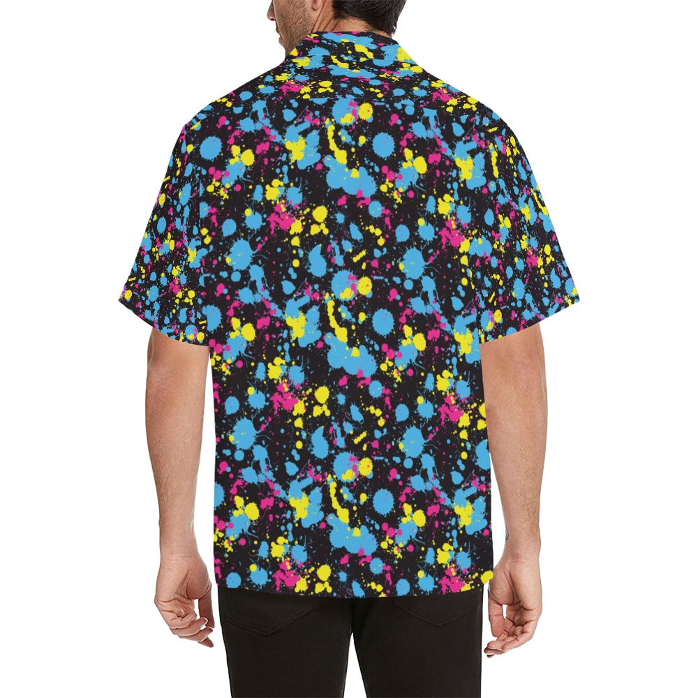 Splatter Colorful Print Design LKS301 Men's Hawaiian Shirt