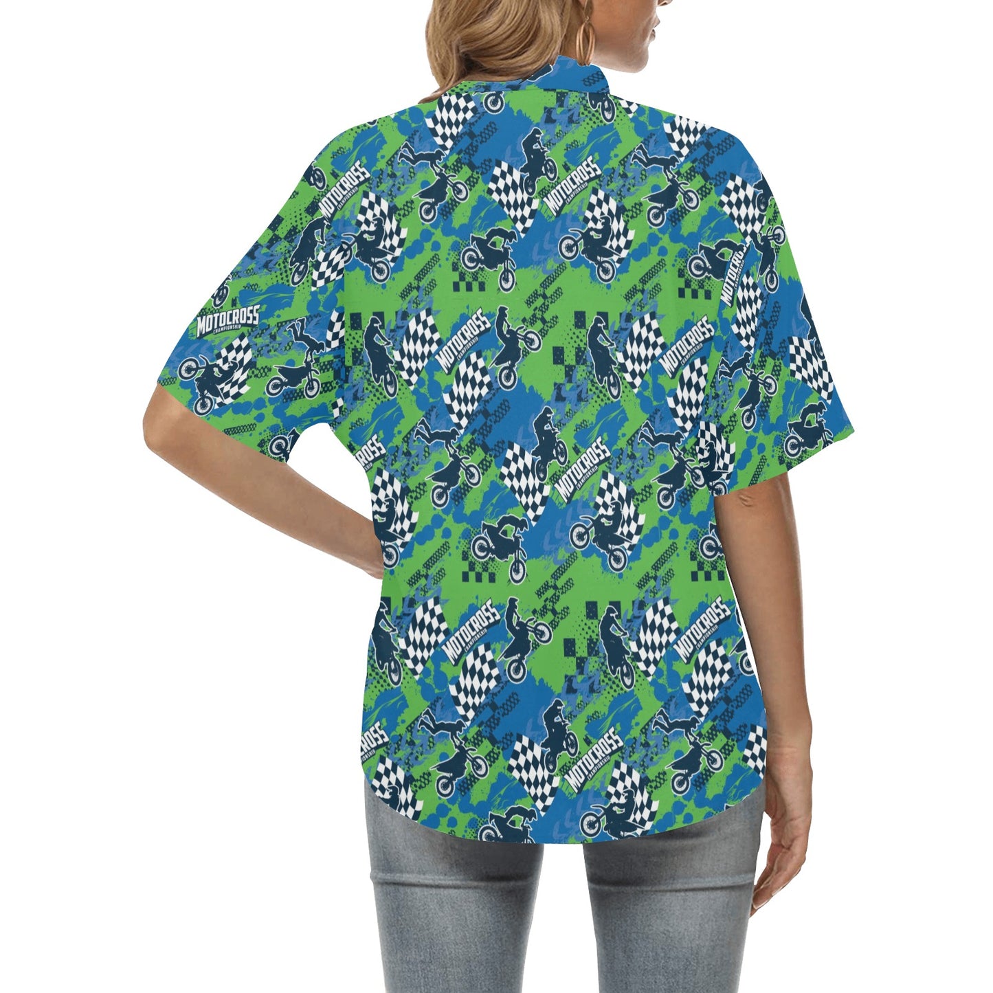Motocross Pattern Print Design 04 Women's Hawaiian Shirt
