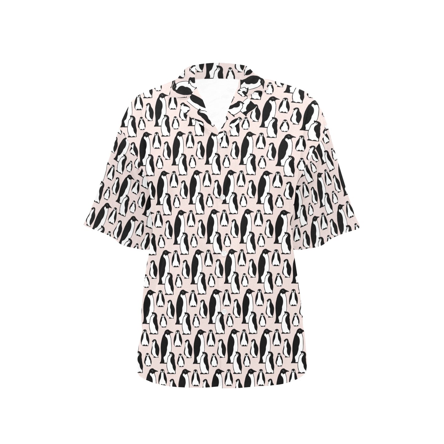 Penguin Themed Women's Hawaiian Shirt