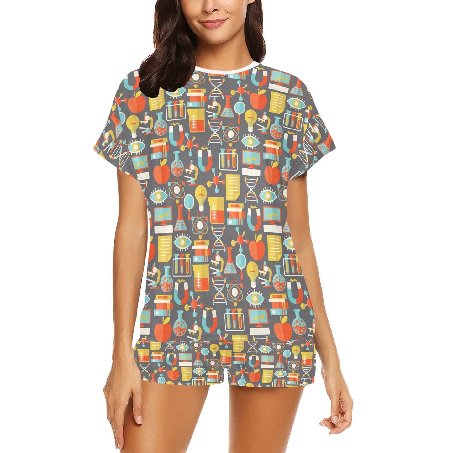 Science Print Design LKS302 Women's Short Pajama Set