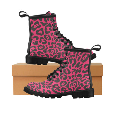 Cheetah Pink Print Pattern Women's Boots