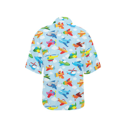 Airplane Colorful Pattern Print Design 01 Women's Hawaiian Shirt