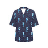 SeaHorse Blue neon Pattern Print Design 03 Women's Hawaiian Shirt