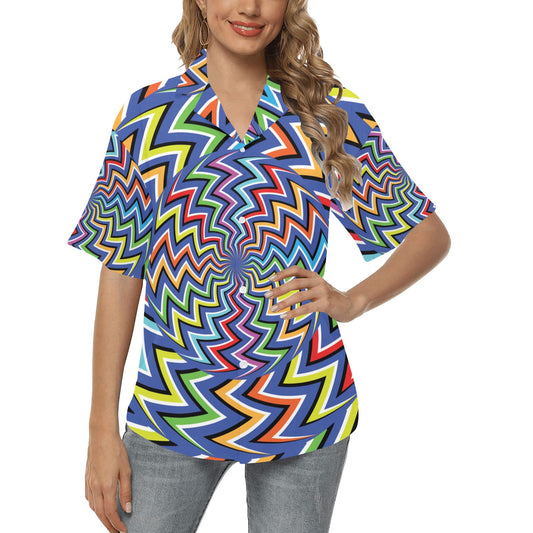 Optical illusion Pattern Print Design A02 Women's Hawaiian Shirt