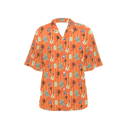 Ukulele Print Design LKS402 Women's Hawaiian Shirt