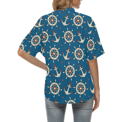 Anchor Pattern Print Design 02 Women's Hawaiian Shirt