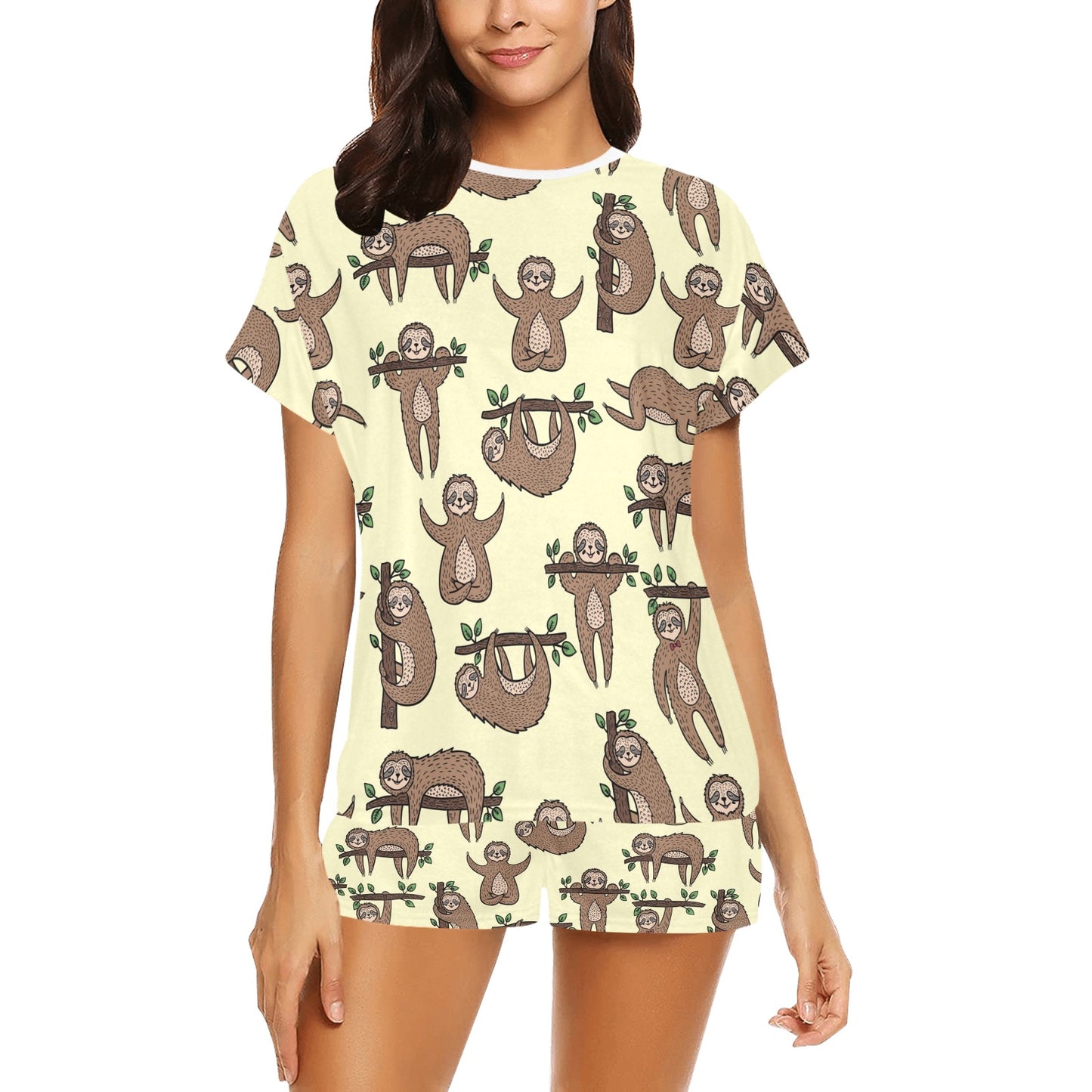 Sloth Print Design LKS3010 Women's Short Pajama Set