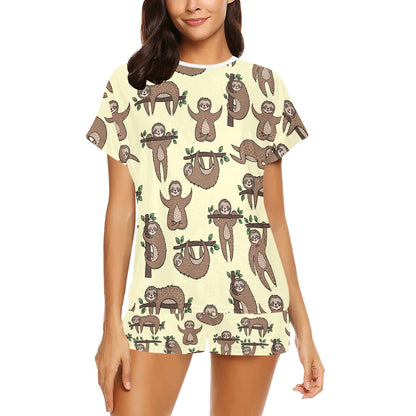 Sloth Print Design LKS3010 Women's Short Pajama Set