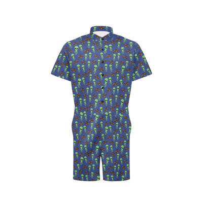 Alien Green UFO Pattern Men's Romper