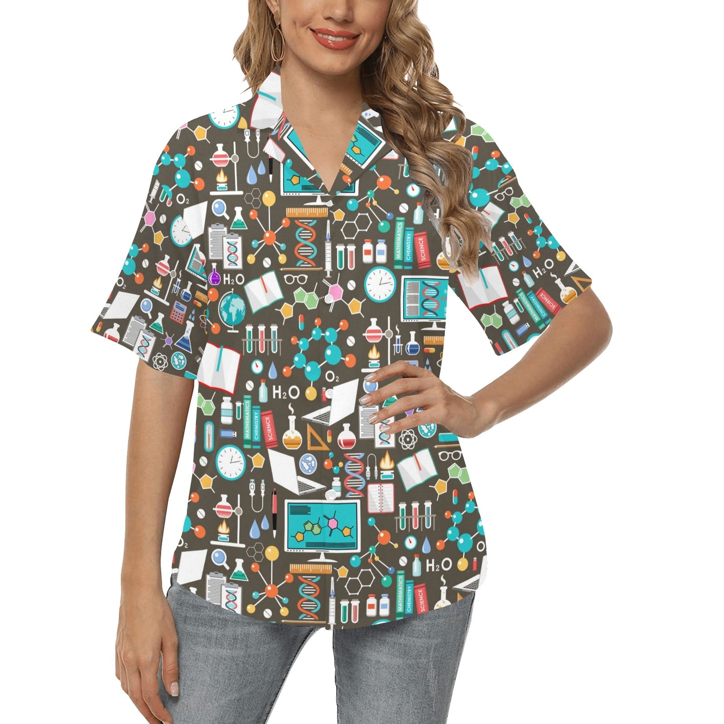 Science Print Design LKS303 Women's Hawaiian Shirt