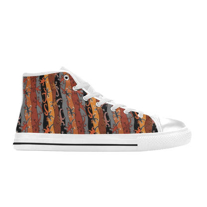 lizard Print Design LKS403 High Top Women's White Shoes