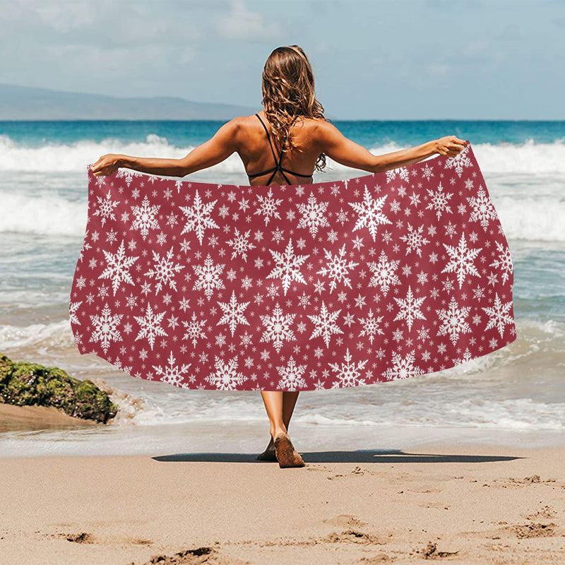 Snowflake Red Print Design LKS302 Beach Towel 32" x 71"