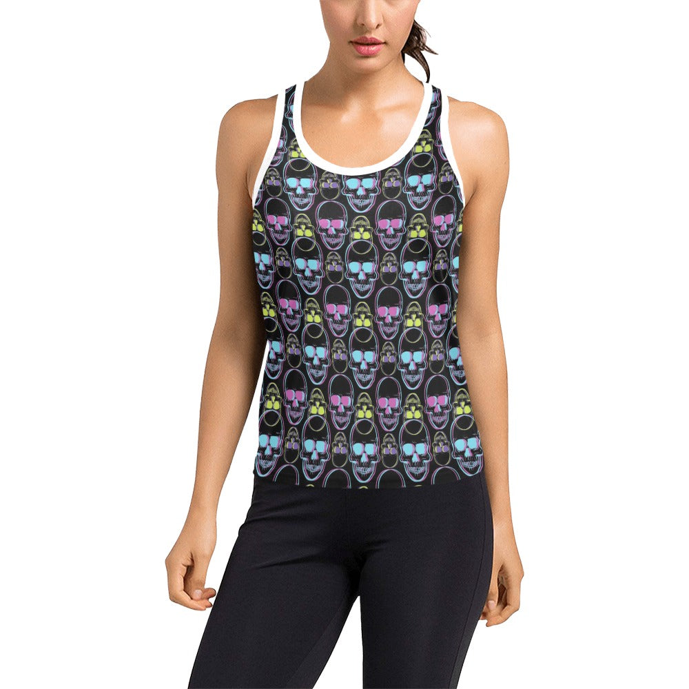 Skull 3D Colorful Print Design LKS309 Women's Racerback Tank Top