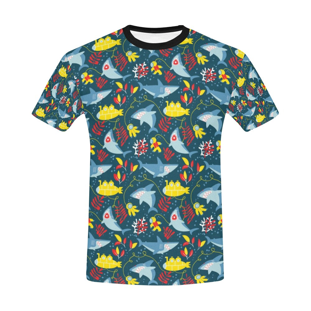 Scuba With Sharks Print Design LKS303 Men's All Over Print T-shirt