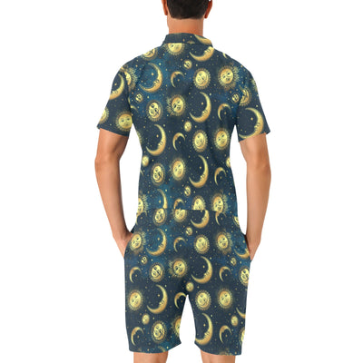 Gold Sun Moon Face Men's Romper