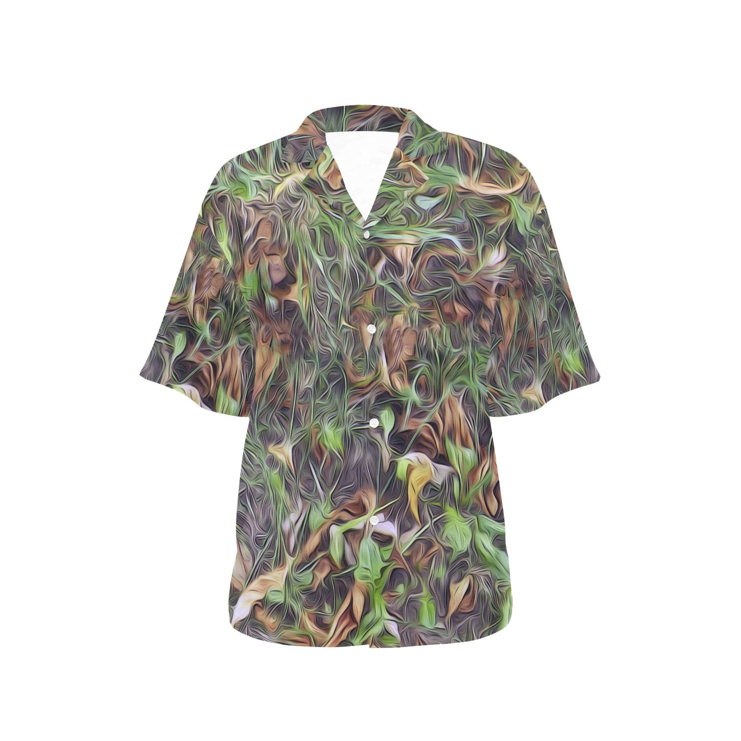 Camouflage Realistic Tree Print Women's Hawaiian Shirt