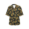 Gold Tribal Turtle Polynesian Themed Women's Hawaiian Shirt