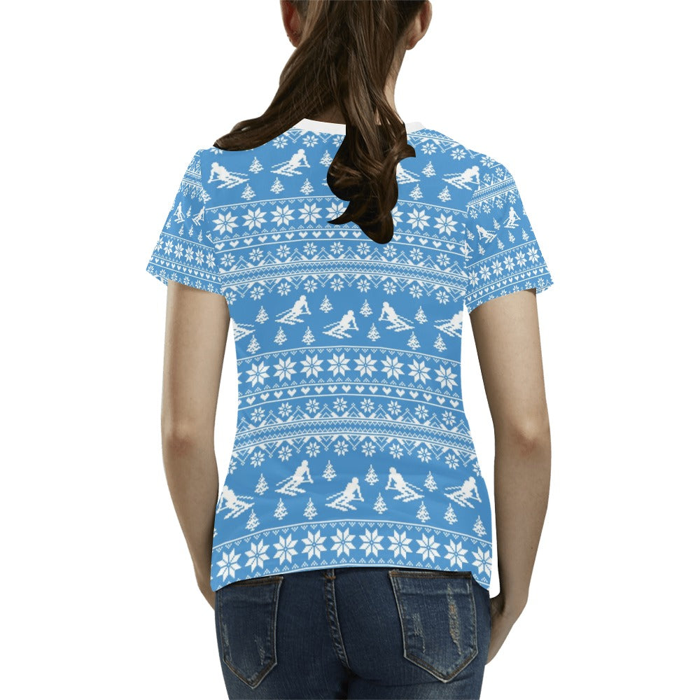 Ski Knit Pattern Print Design LKS302 Women's  T-shirt