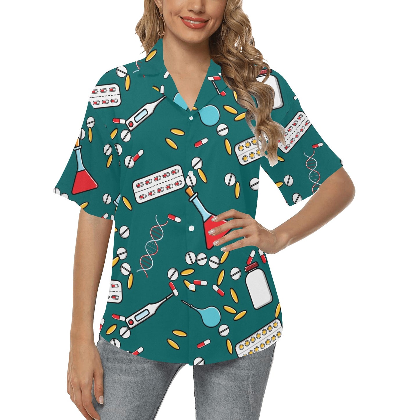 Nurse Pattern Print Design A05 Women's Hawaiian Shirt
